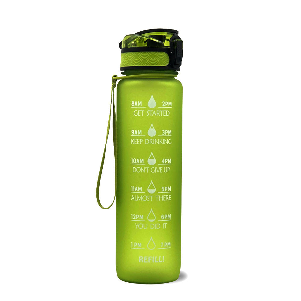 Hydrate Hourly Motivational Water Bottle - 1L Leakproof Tritan Bottle with Time Markers & Bounce Cover