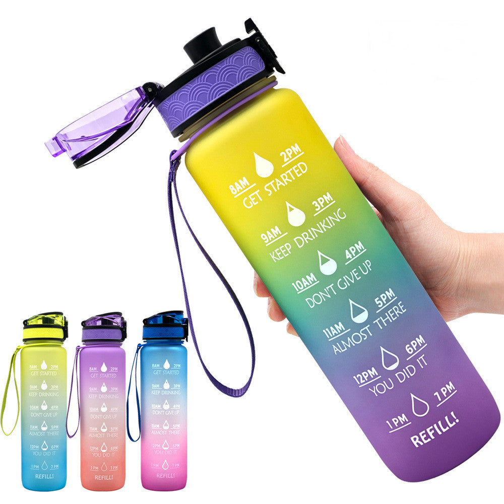 Hydrate Hourly Motivational Water Bottle - 1L Leakproof Tritan Bottle with Time Markers & Bounce Cover