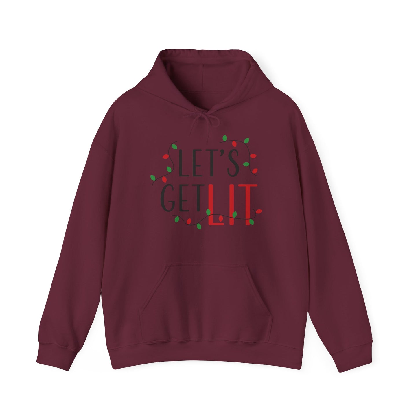 Christmas Unisex Hooded Sweatshirt - Let's Get Lit Design