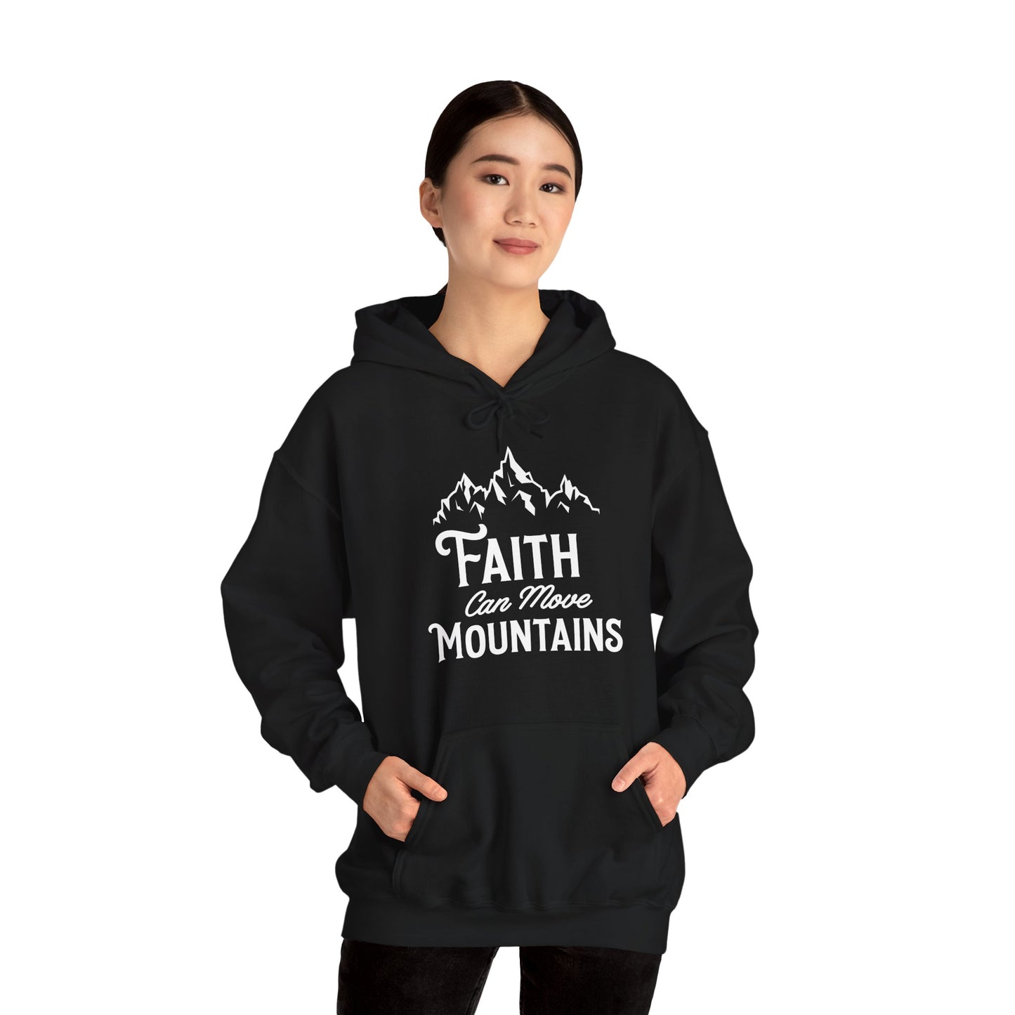 Christian Unisex Hooded Sweatshirt - Faith Can Move Mountains Design