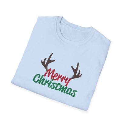 Christmas Unisex T-Shirt - Merry Christmas Reindeer Antlers Design