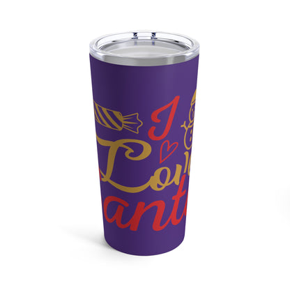 20oz Tumbler - Love Santa Design, Purple Background