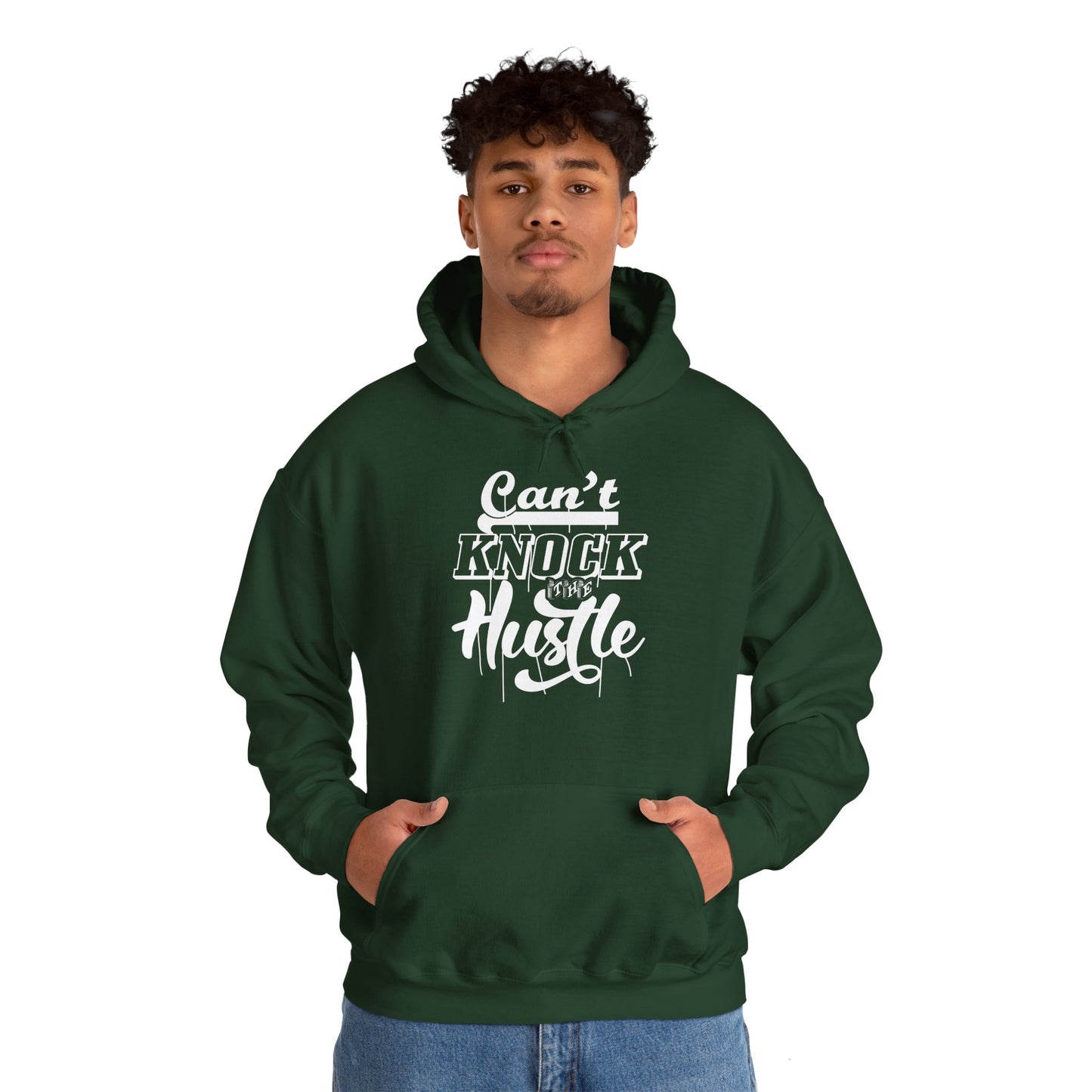 Motivational Unisex Hooded Sweatshirt - Can't Knock The Hustle Design