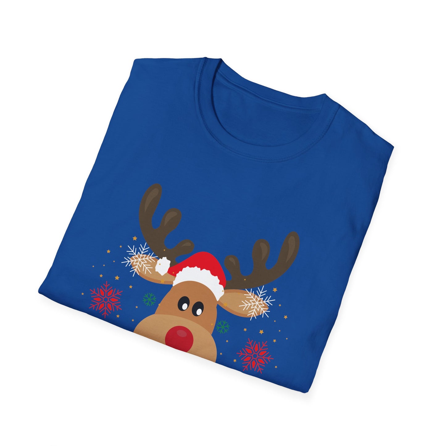 Christmas Unisex T-Shirt - Smiling Christmas Reindeer Design