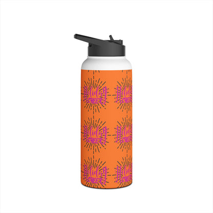 Stainless Steel Water Bottle, Standard Lid - Holiday Cheer Pattern Design with Crusta Background