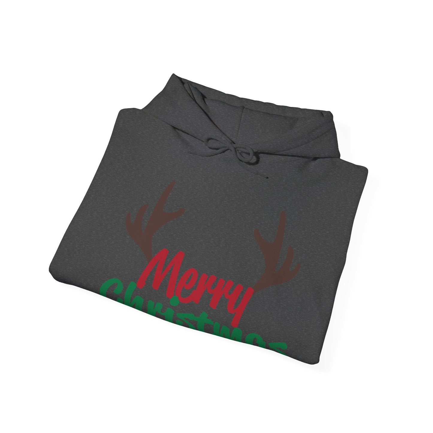 Christmas Unisex Hooded Sweatshirt - Merry Christmas Reindeer Antlers Design