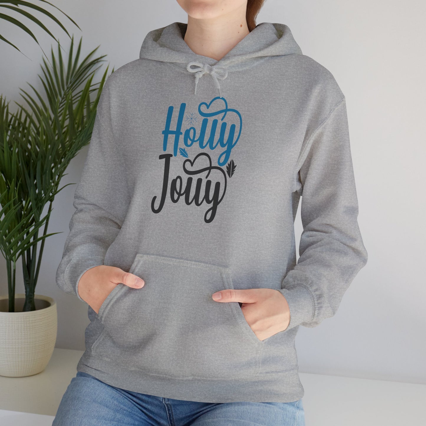 Christmas Unisex Hooded Sweatshirt - Festive Holly Jolly Design