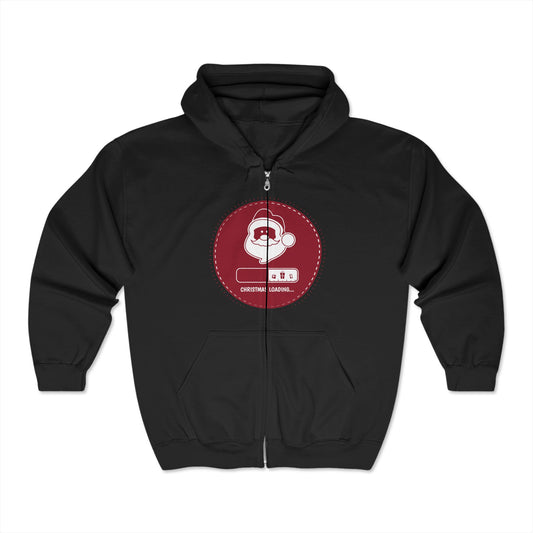 Christmas Unisex Full Zip Hooded Sweatshirt - Christmas Loading Design