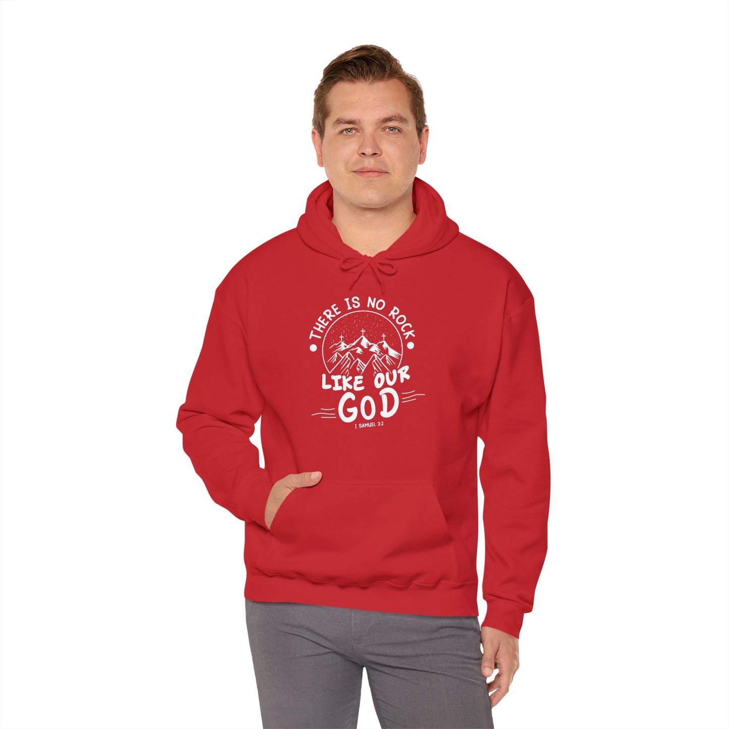 Christian Unisex Hooded Sweatshirt - There Is No Rock Like Our God Design