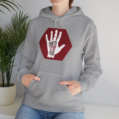 Christmas Unisex Hooded Sweatshirt - Santa Stop Here Design