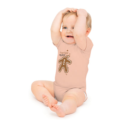 Christmas Baby Bodysuit - I Can't Feel My Face Gingerbread Man Design