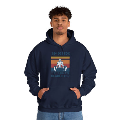 Christian Unisex Hooded Sweatshirt - Jesus The Ultimate Deadlifter Design