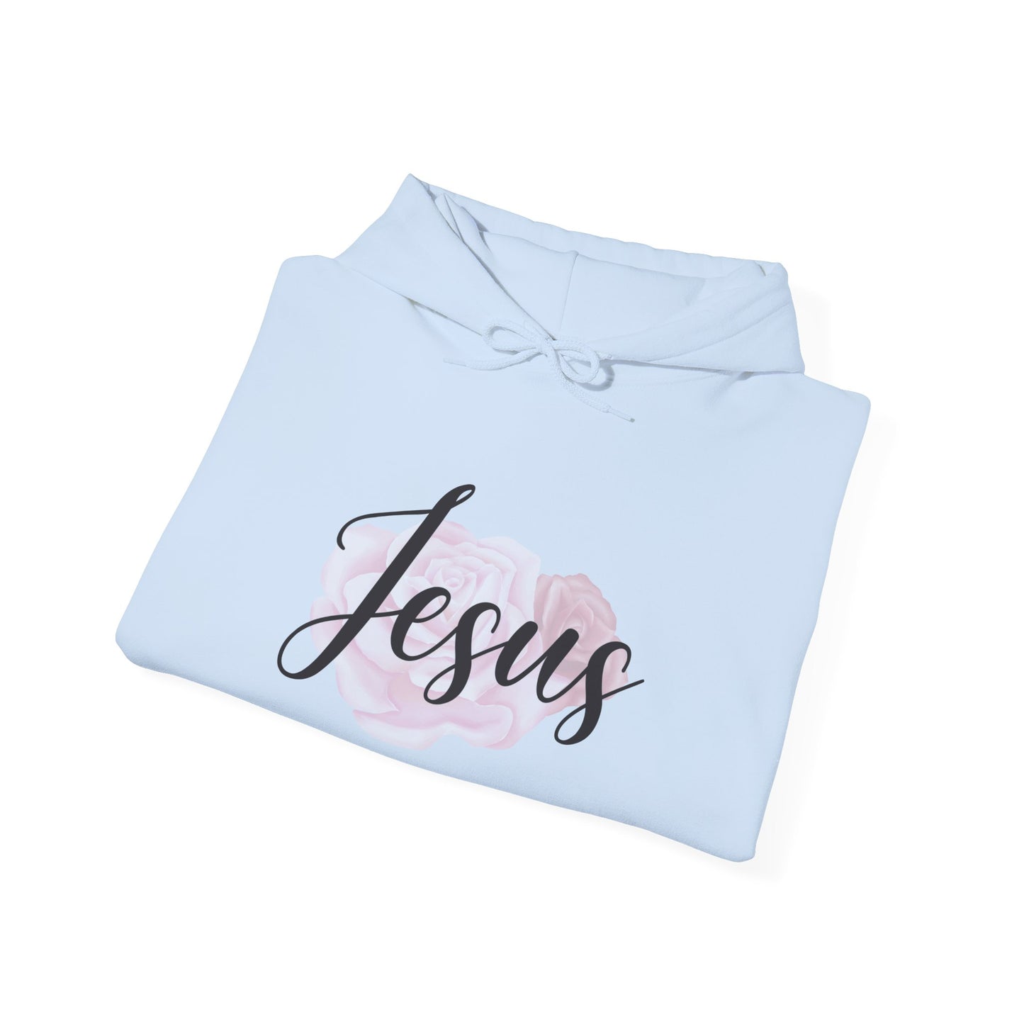 Christian Unisex Hooded Sweatshirt - Jesus and Rose Design