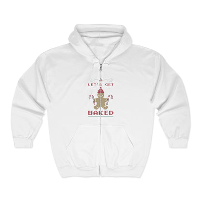 Christmas Unisex Full Zip Hooded Sweatshirt - Let's Get Baked Design