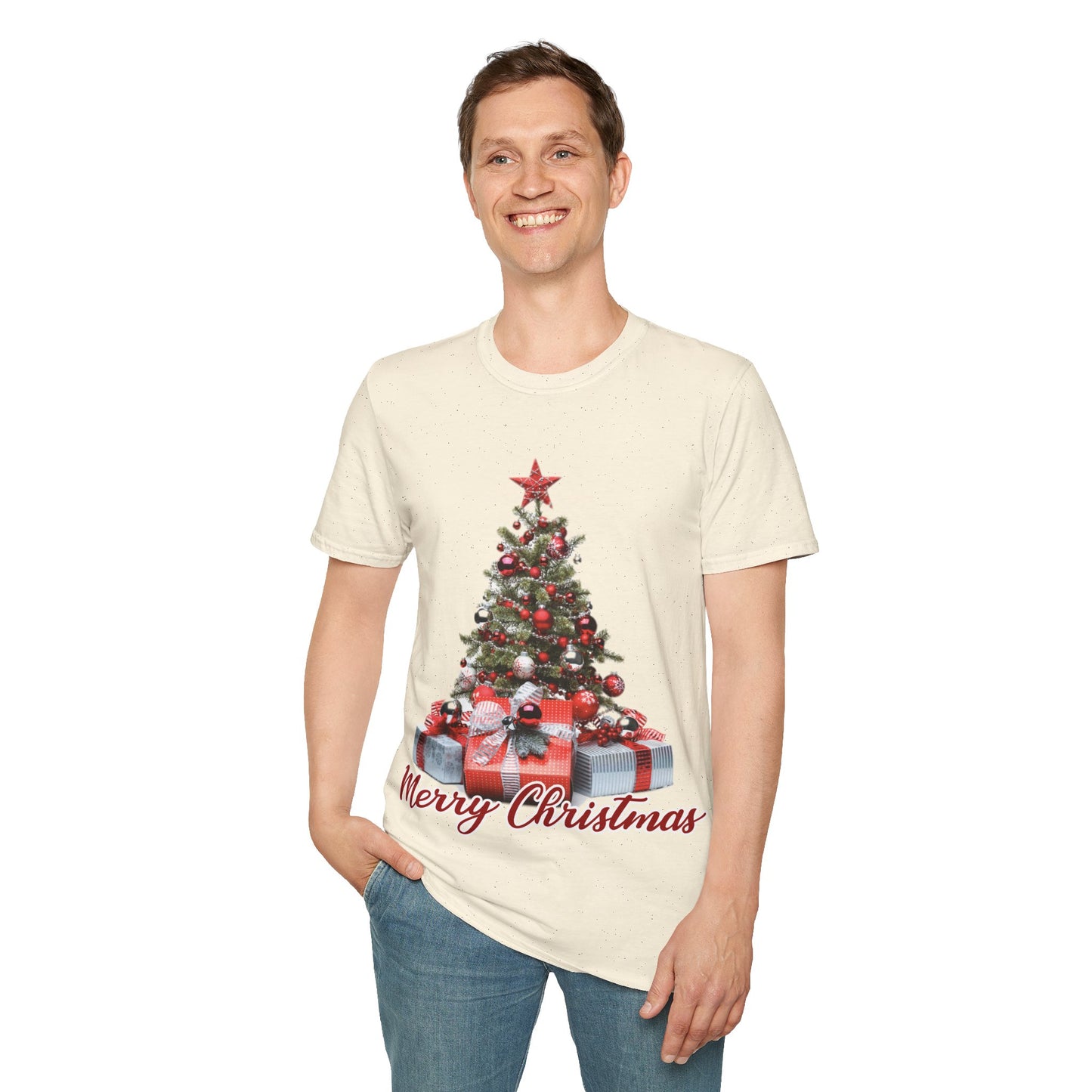 Christmas Unisex T-Shirt - Xmas Tree and Presents Design