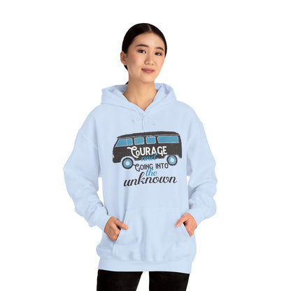 Motivational Unisex Hooded Sweatshirt - Courage Going Into The Unknown Design