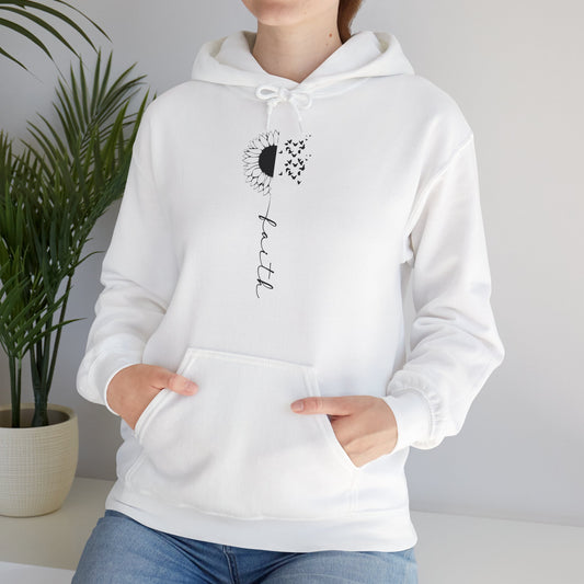 Christian Unisex Hooded Sweatshirt - Faith Sunflower Design