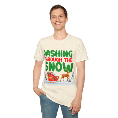 Christmas Unisex T-Shirt - Dashing Through the Snow Design