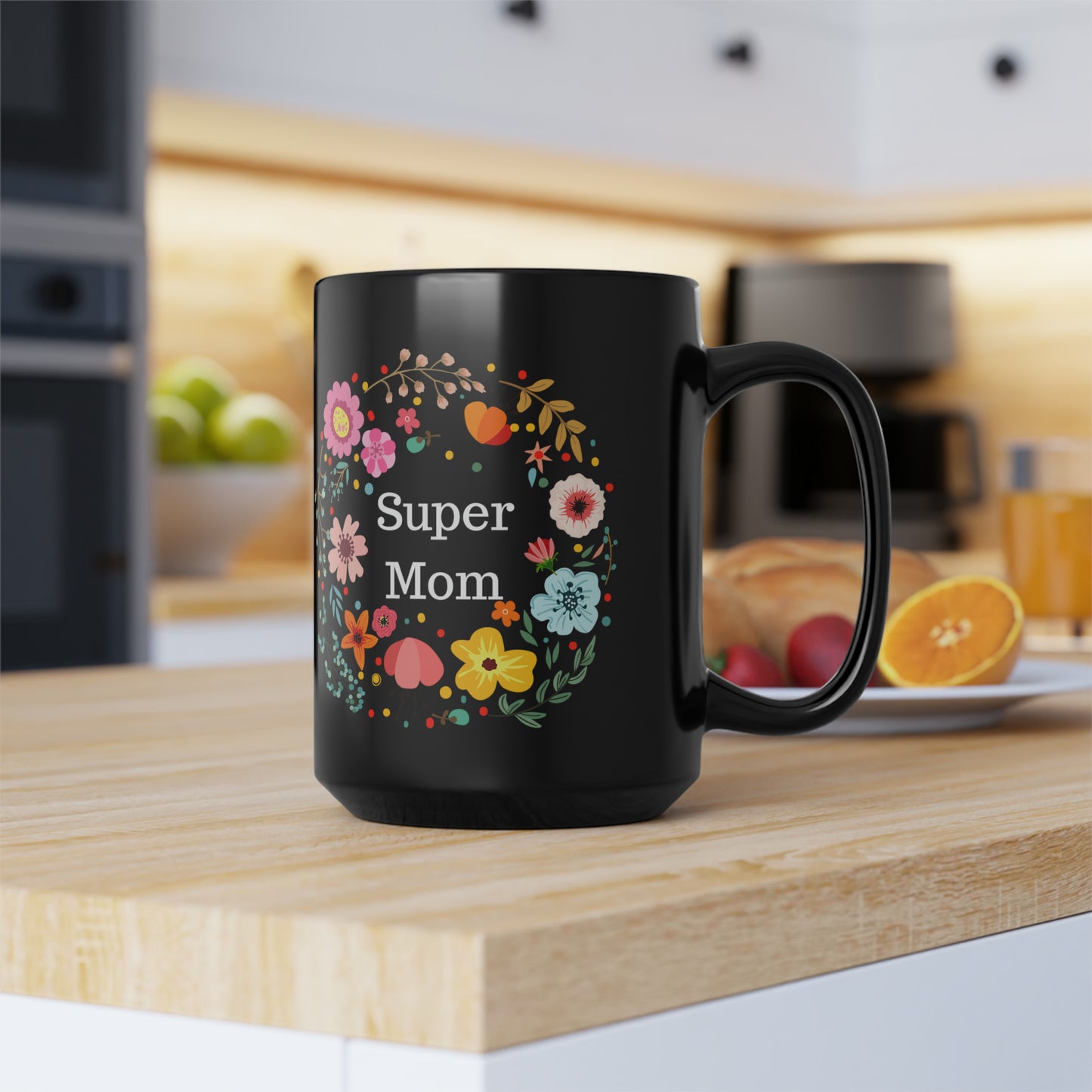 Super Mum Black Motivational Mug, 15oz - Motivational Treats