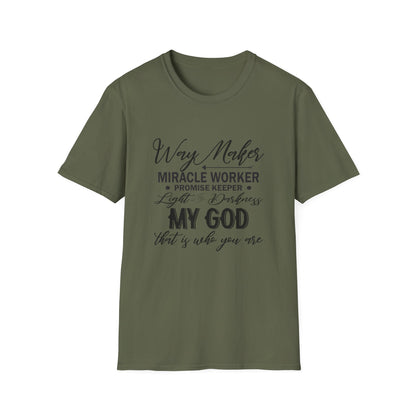 Christian Unisex T-Shirt - Way Maker Miracle Worker Promise Keeper Design