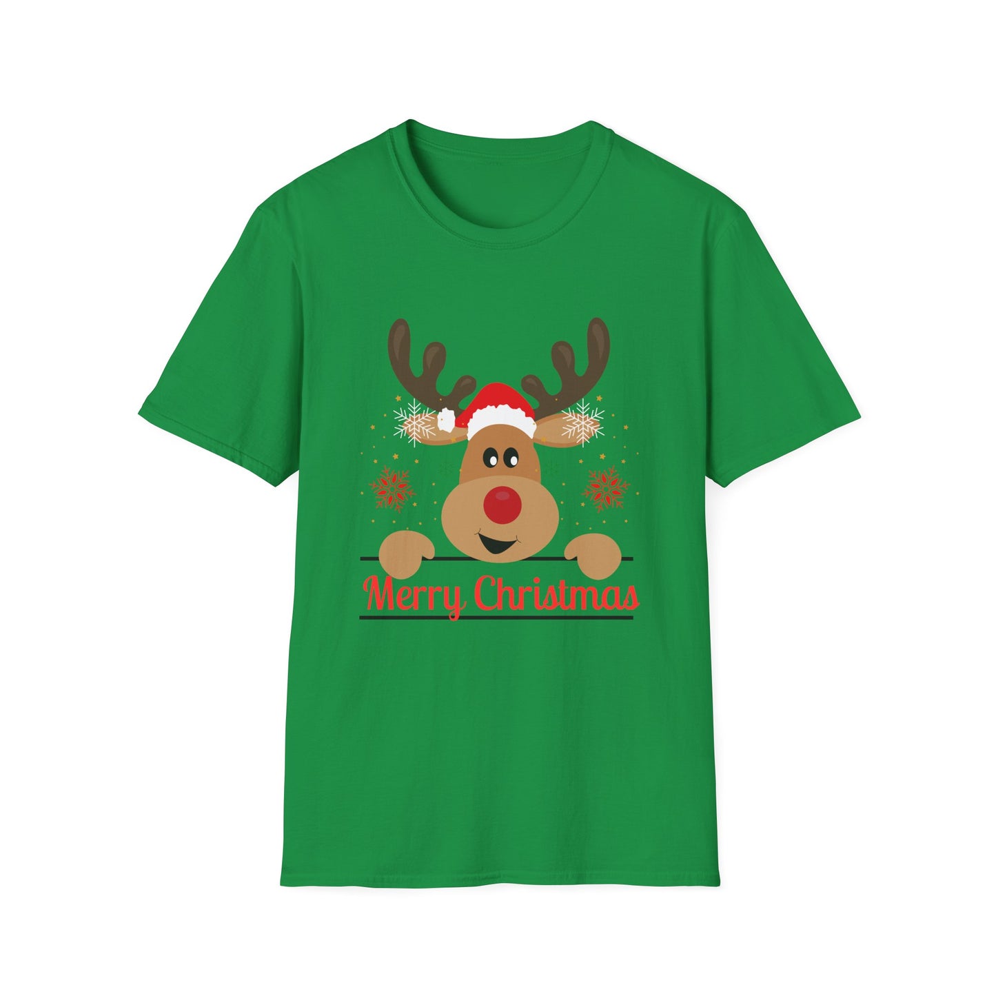 Christmas Unisex T-Shirt - Smiling Christmas Reindeer Design