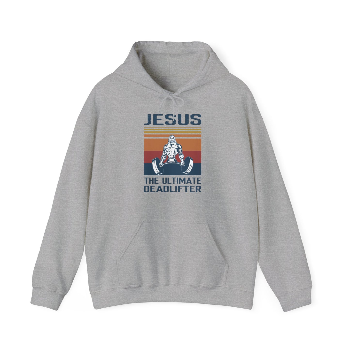 Christian Unisex Hooded Sweatshirt - Jesus The Ultimate Deadlifter Design