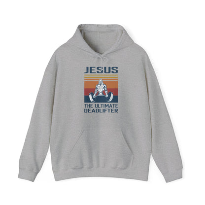 Christian Unisex Hooded Sweatshirt - Jesus The Ultimate Deadlifter Design