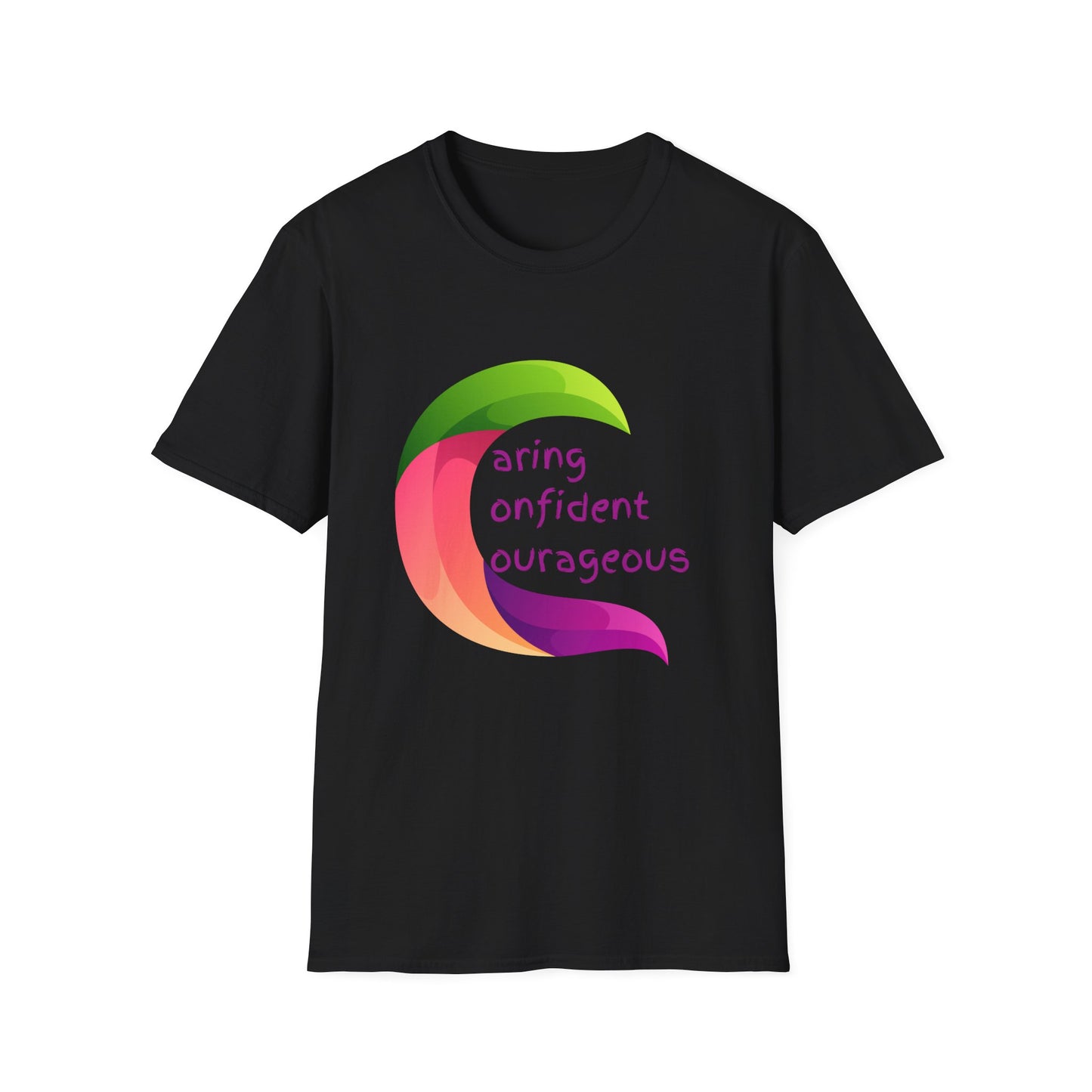 Motivational Unisex T-Shirt - Caring Confident Courageous Design