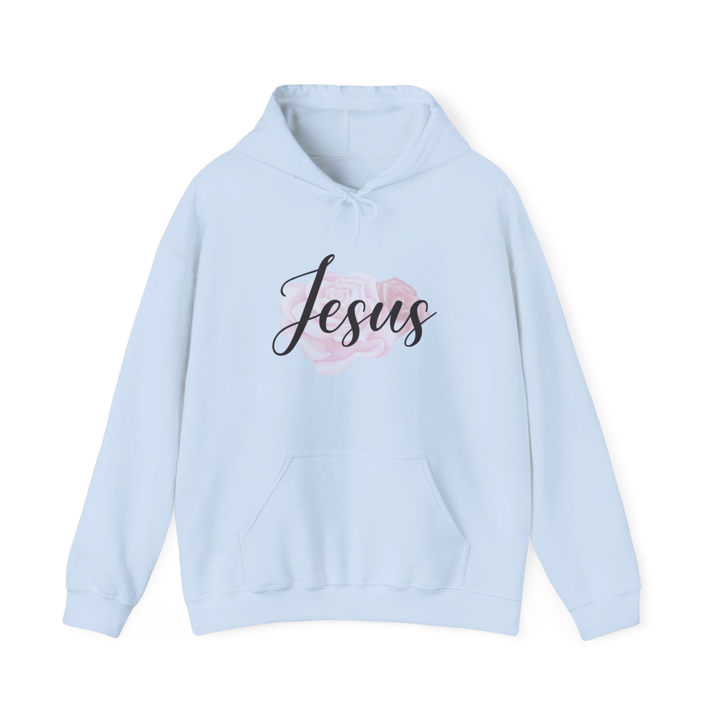 Christian Unisex Hooded Sweatshirt - Jesus and Rose Design