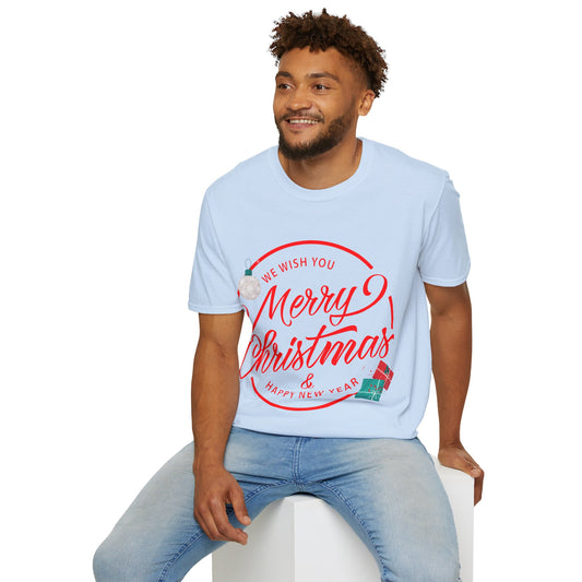 Christmas Unisex T-Shirt - We Wish You a Merry Christmas Design