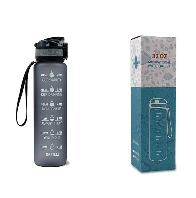 Hydrate Hourly Motivational Water Bottle - 1L Leakproof Tritan Bottle with Time Markers & Bounce Cover