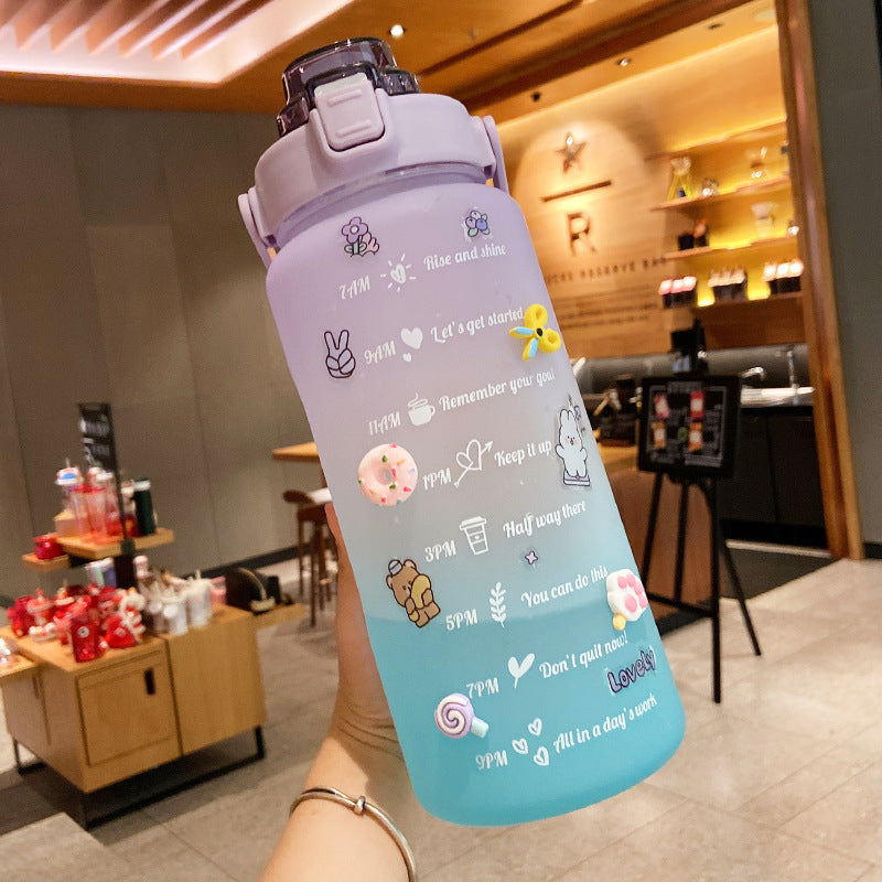 Conquer Your Day with This 2L Motivational Water Bottle with Straw & Fun Stickers!