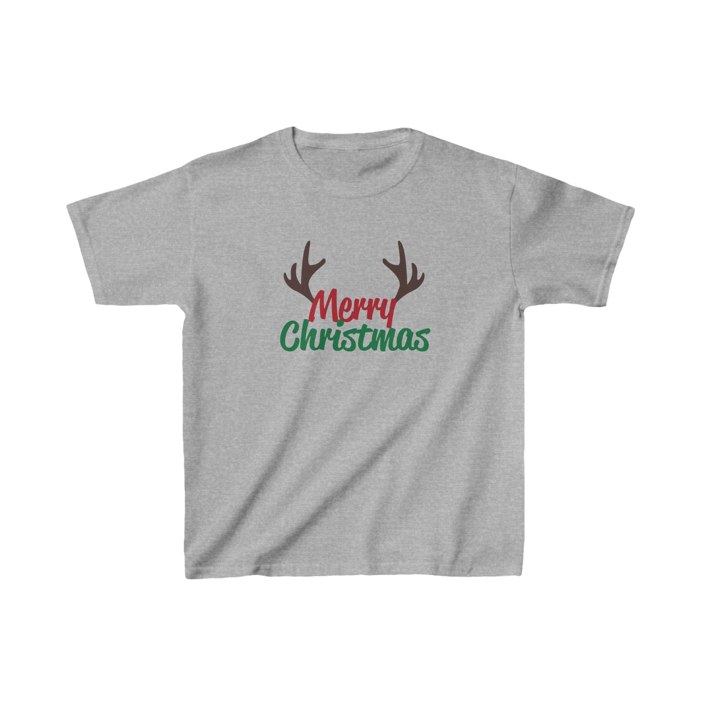 Christmas Unisex Kids T-Shirt - Merry Christmas Reindeer Antlers Design