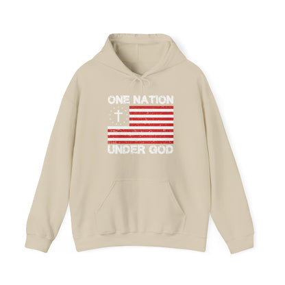 Christian Unisex Hooded Sweatshirt - One Nation Under God Design