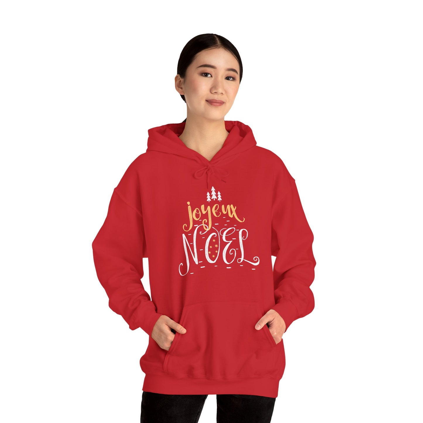 Christmas Unisex Hooded Sweatshirt - Joyeux Noel Design