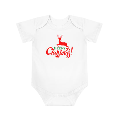 Christmas Baby Bodysuit - Merry Christmas Reindeer Design