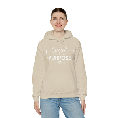 Christian Unisex Hooded Sweatshirt - Created With A Purpose Design