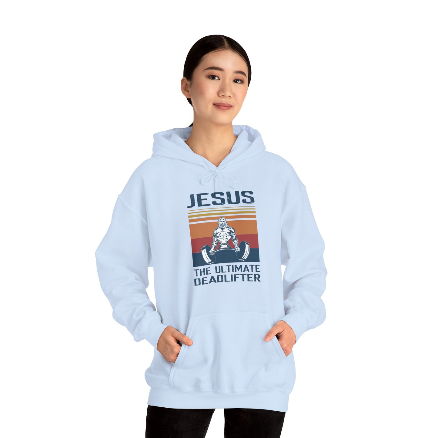 Christian Unisex Hooded Sweatshirt - Jesus The Ultimate Deadlifter Design