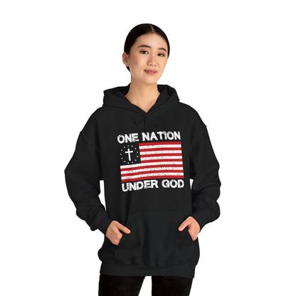 Christian Unisex Hooded Sweatshirt - One Nation Under God Design