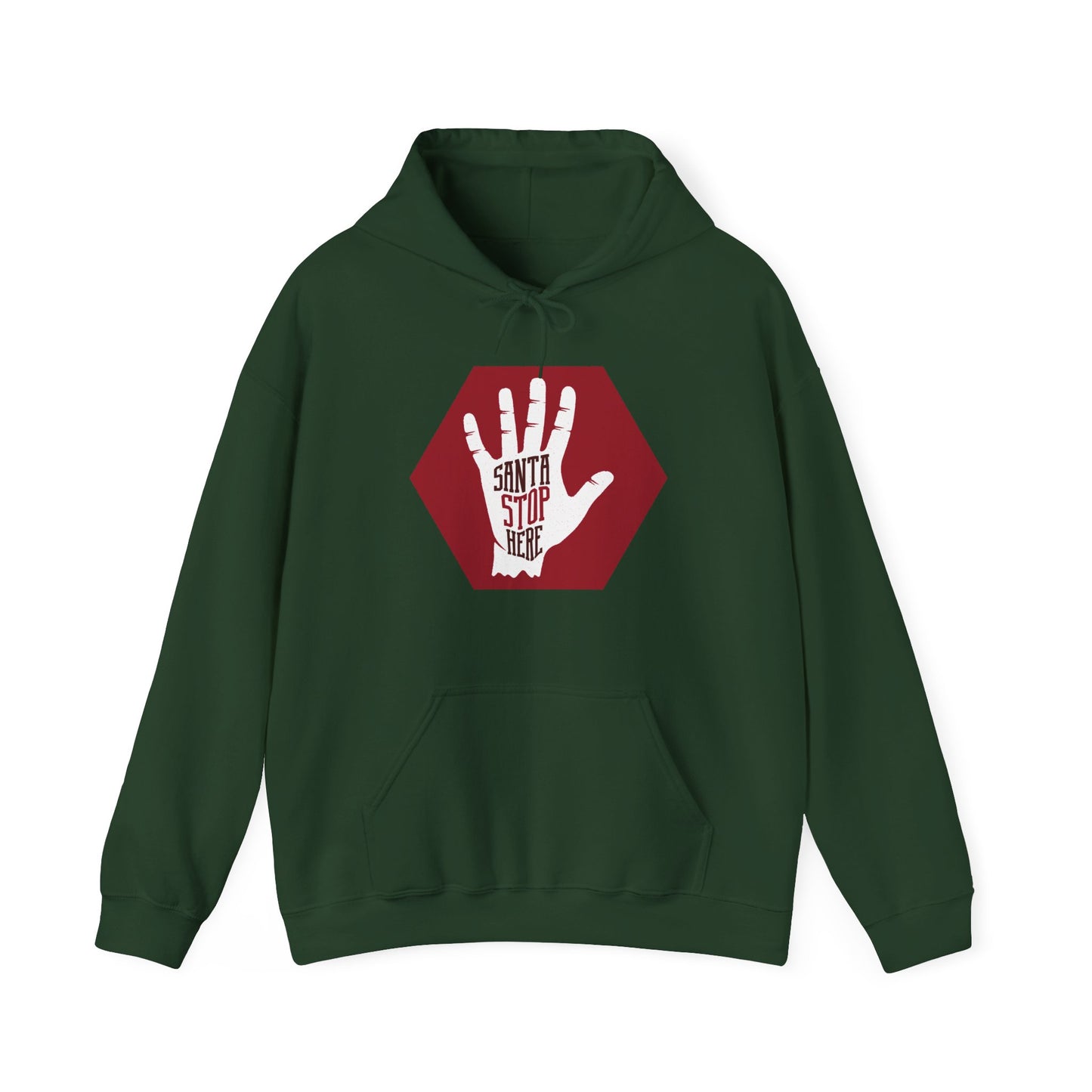 Christmas Unisex Hooded Sweatshirt - Santa Stop Here Design