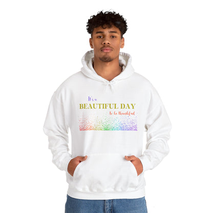 Christian Unisex Hooded Sweatshirt - It's A Beautiful Day To Be Thankful Design