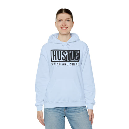 Motivational Unisex Hooded Sweatshirt - Hustle Grind and Shine Design