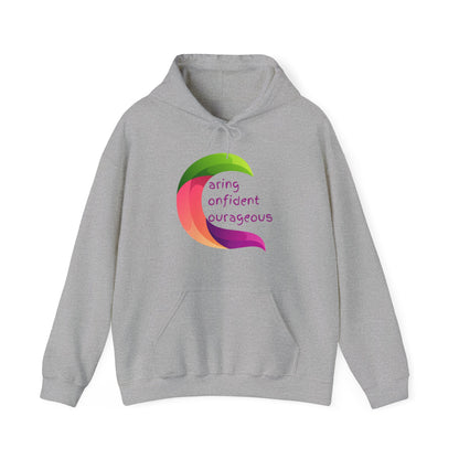 Motivational Unisex Hooded Sweatshirt - Caring Confident Courageous Design