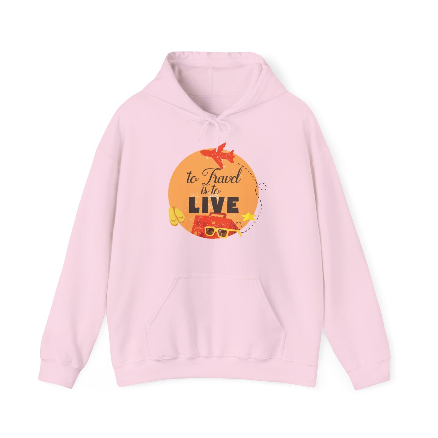 Motivational Unisex Hooded Sweatshirt - To Travel Is To Live Design