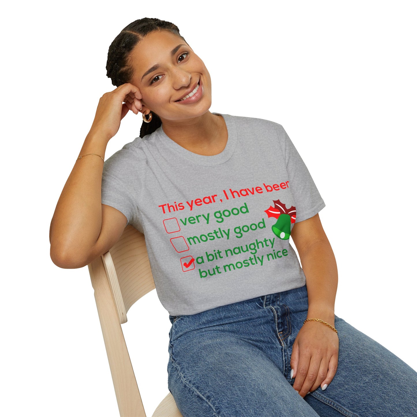 Christmas Unisex T-Shirt - I Have Been a Bit Naughty Design