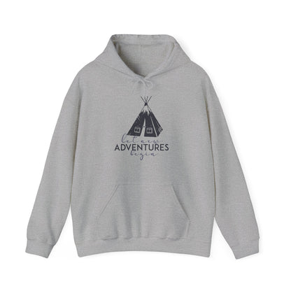 Motivational Unisex Hooded Sweatshirt - Let New Adventures Begin Design