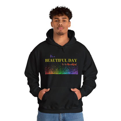 Christian Unisex Hooded Sweatshirt - It's A Beautiful Day To Be Thankful Design