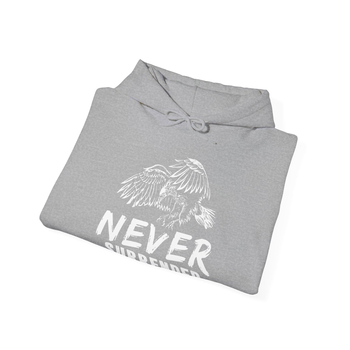 Motivational Unisex Hooded Sweatshirt - Never Surrender Design