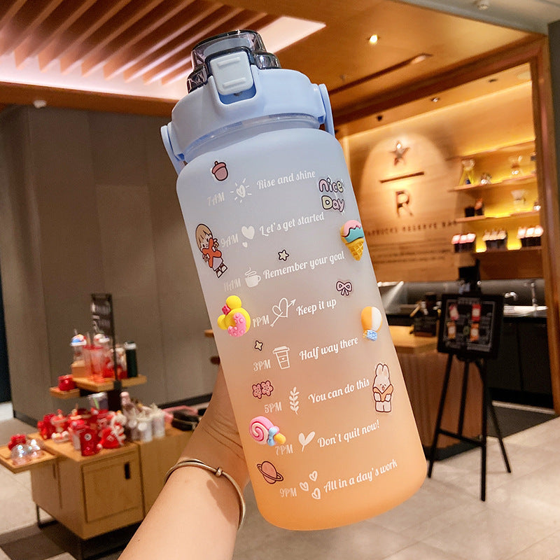 Conquer Your Day with This 2L Motivational Water Bottle with Straw & Fun Stickers!