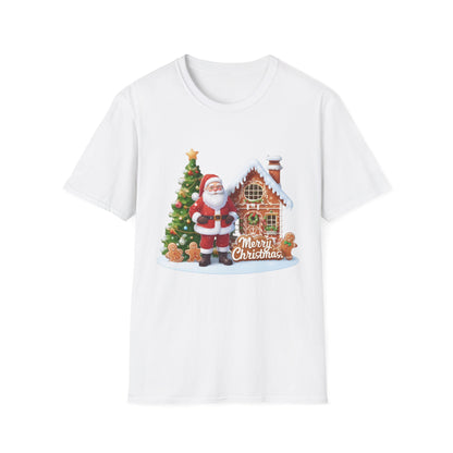 Christmas Unisex T-Shirt - Santa's Gingerbread House Design